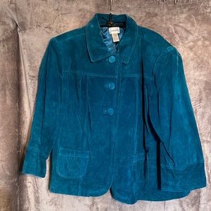 Chico’s Suede Leather Size 3 (16) Beautiful Rich Teal Shell: 100% Leather